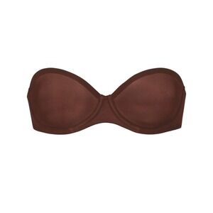 Skims Sheer Mesh Strapless Underwire Bra Chocolate Brown 34C Dainty Neutral